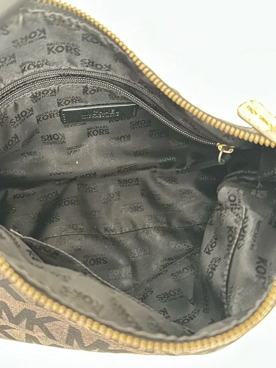 MICHAEL Michael Kors Brown/Black Signature Canvas Shoulder Bag MK Logo - Picture 3 of 8